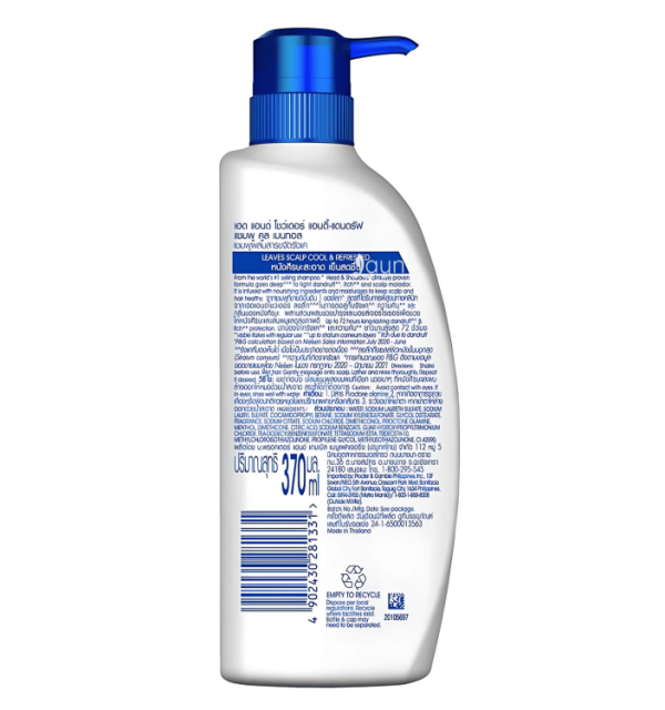 Head & Shoulders Shampoo Anti Dandruff Cool Menthol+ 370 Ml. - Image 2