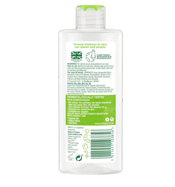 Simple Soothing Facial Toner 200ml - Image 2