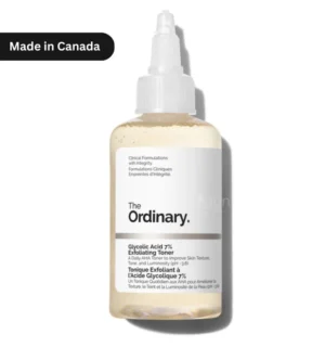 "The Ordinary Glycolic Acid 7% Exfoliating Toner 240ml bottle – AHA toner for brightening, resurfacing, and refining pores. Vegan and cruelty-free formula."