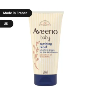 "Aveeno Baby Soothing Relief Cream 150ml tube, hypoallergenic formula with natural oat oil and vitamin E for dry, sensitive baby skin in Bangladesh."