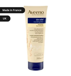 "Aveeno Skin Relief Nourishing Shea Butter Lotion 200ml bottle, clinically proven for dry, sensitive skin in Bangladesh’s humid climate."