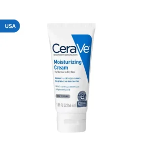 CeraVe Moisturizing Cream tube – Dermatologist-developed formula with 3 essential ceramides for normal to dry skin. Restores and protects the skin barrier. Made in the USA