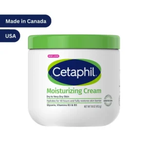 "Cetaphil Moisturizing Cream 453g jar, dermatologist-recommended for dry to very dry skin, with 48-hour hydration and barrier repair."