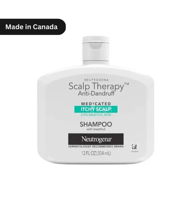 "Neutrogena Anti-Dandruff Itchy Scalp Shampoo 354ml bottle with 2.5% Salicylic Acid and Menthol, dermatologist-recommended for dandruff and scalp irritation in Bangladesh."