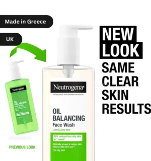 "Neutrogena Oil Balancing Face Wash 200ml bottle with Lime and Aloe Vera, clinically proven to reduce oily skin and shine in Bangladesh’s humid climate."