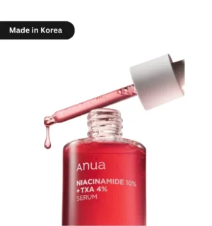 "Anua Niacinamide 10% + TXA 4% Serum 30ml bottle – Korean serum for hyperpigmentation, oily skin, and monsoon humidity. Fragrance-free, non-sticky formula."
