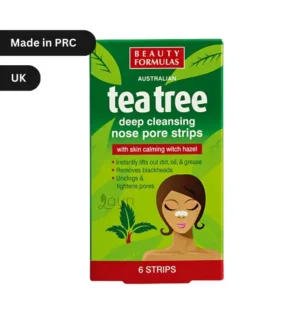 Beauty Formulas Tea Tree & Witch Hazel Nose Strips – 6-pack for deep cleansing, blackhead removal, and pore tightening. Gentle and effective