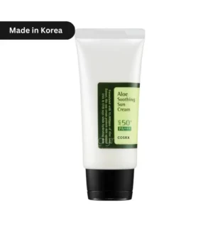 "COSRX Aloe Soothing Sun Cream SPF 50+ PA+++ 50ml tube – Korean sunscreen with aloe vera for deep hydration & sun protection in Bangladesh’s hot, humid climate."