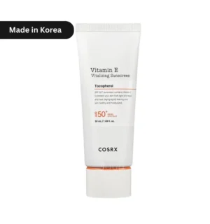 "COSRX Vitamin E Vitalizing Sunscreen SPF50+ PA+++ 50ml tube – Korean sunscreen for UV protection and anti-aging. Ideal for Bangladesh’s humid weather."