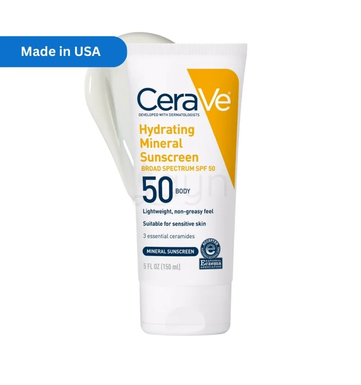 CeraVe Hydrating Mineral Sunscreen SPF 50 Body 150ml USA version – mineral sunscreen for sensitive skin available at Layn Bangladesh