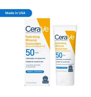 CeraVe Hydrating Mineral Sunscreen SPF 50 Face 75ml USA version – mineral SPF for sensitive skin available at Layn Bangladesh