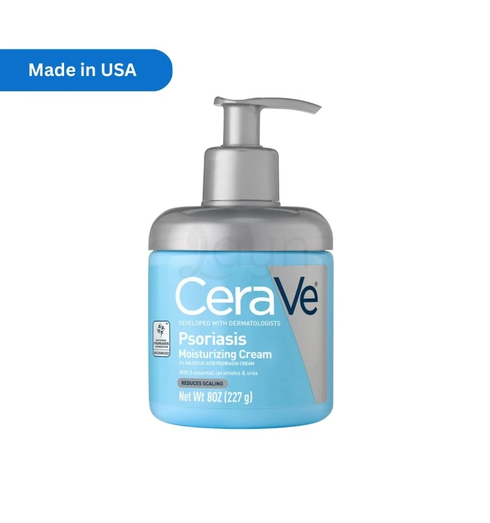 CeraVe Psoriasis Moisturizing Cream 227g with Salicylic Acid, Urea & Ceramides – Made in USA