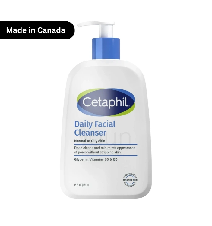 Cetaphil Daily Facial Cleanser 473ml bottle with pump — Made in Canada- Imported from USA