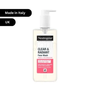 Neutrogena Clear & Radiant Face Wash with Vitamin C and 0.5% Salicylic Acid – Made in Italy, Imported from UK – New Formula