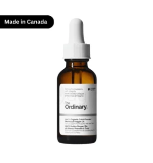 The Ordinary 100% Organic Cold-Pressed Moroccan Argan Oil 30ml bottle with dropper – Made in Canada